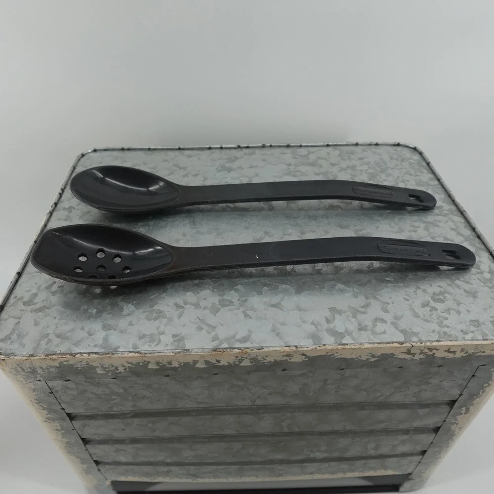 VTG Rubbermaid Black High Heat Basting Spoon Slotted and Solid 12 Inch 2 Piece